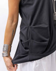 【NOSTRASANTISSIMA】 SIDE TACK SLEEVE-LESS TOP TS02_BLACK