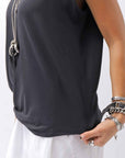 【NOSTRASANTISSIMA】 SIDE TACK SLEEVE-LESS TOP TS02_BLACK