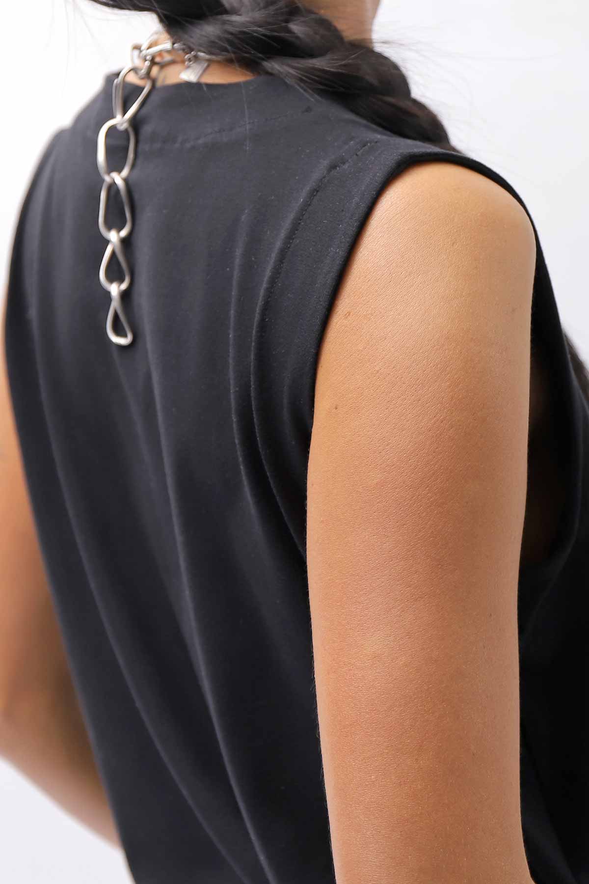 【NOSTRASANTISSIMA】 SIDE TACK SLEEVE-LESS TOP TS02_BLACK