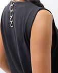 【NOSTRASANTISSIMA】 SIDE TACK SLEEVE-LESS TOP TS02_BLACK