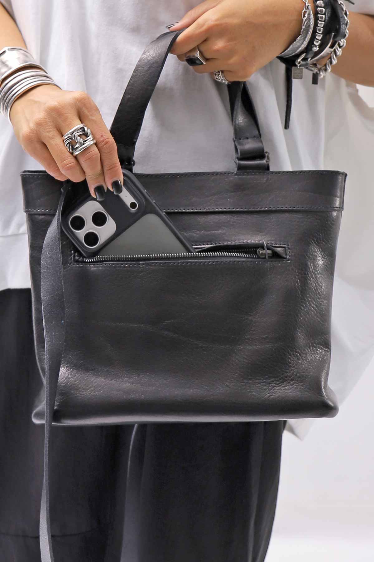 【DANIELE BASTA】 2WAY MINI TOTE HAND BAG DBM014_BLACK