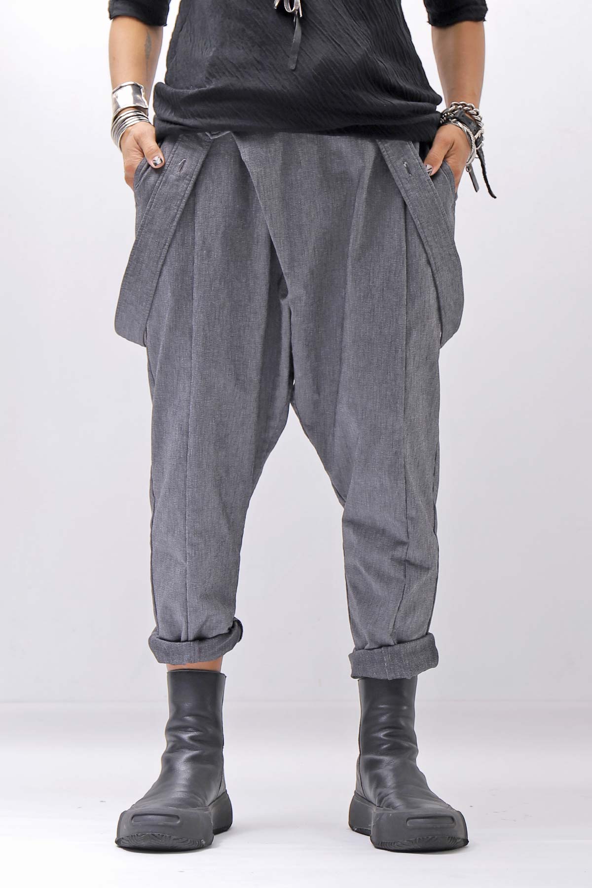 【bajra】 UNISEX FRONT FLAP STRETCH PANTS 161QP01_GREY