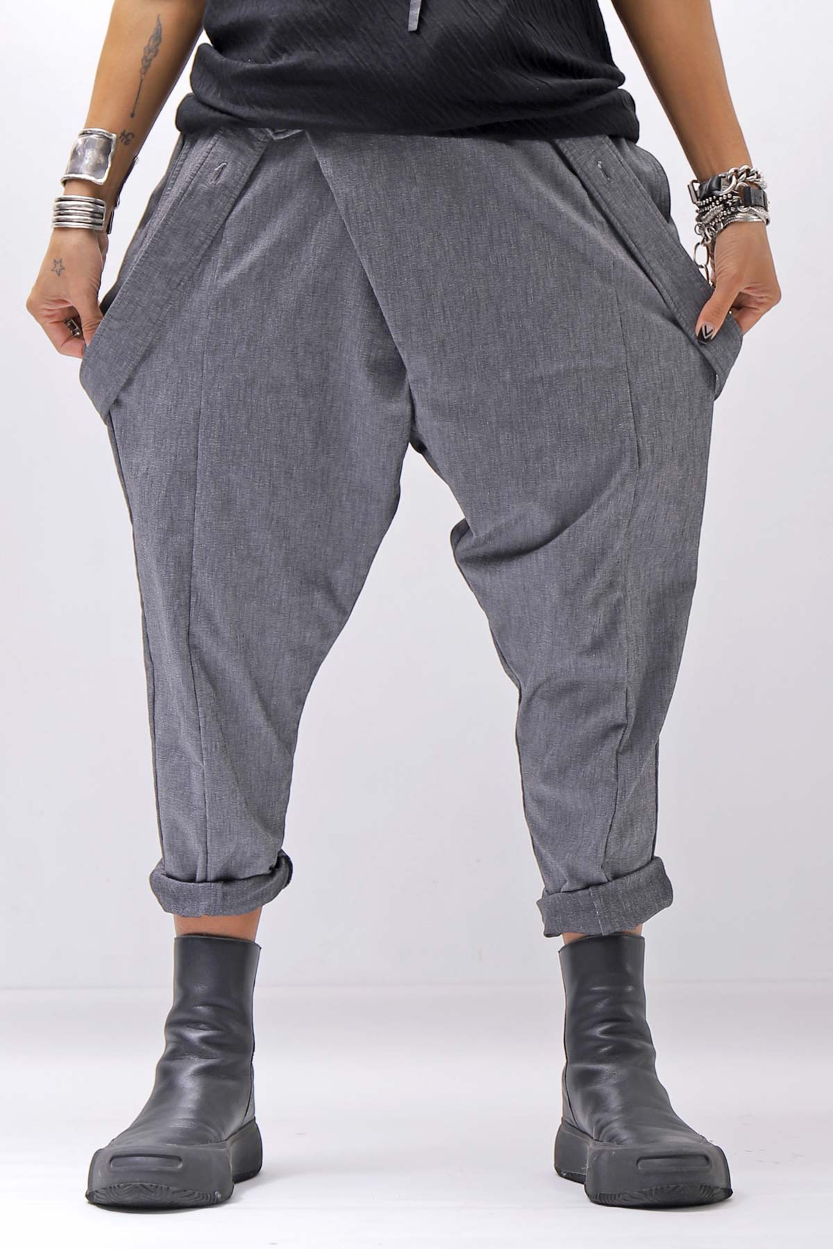 【bajra】 UNISEX FRONT FLAP STRETCH PANTS 161QP01_GREY