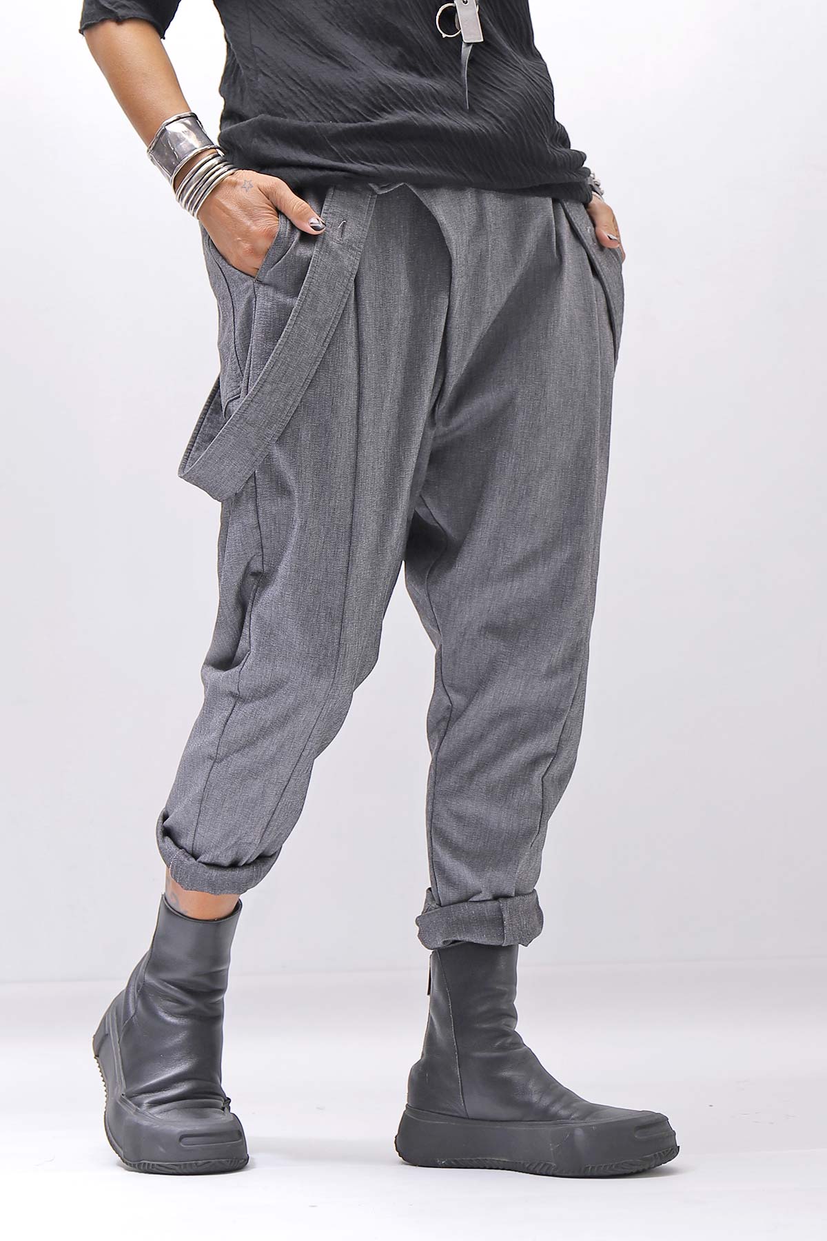 【bajra】 UNISEX FRONT FLAP STRETCH PANTS 161QP01_GREY