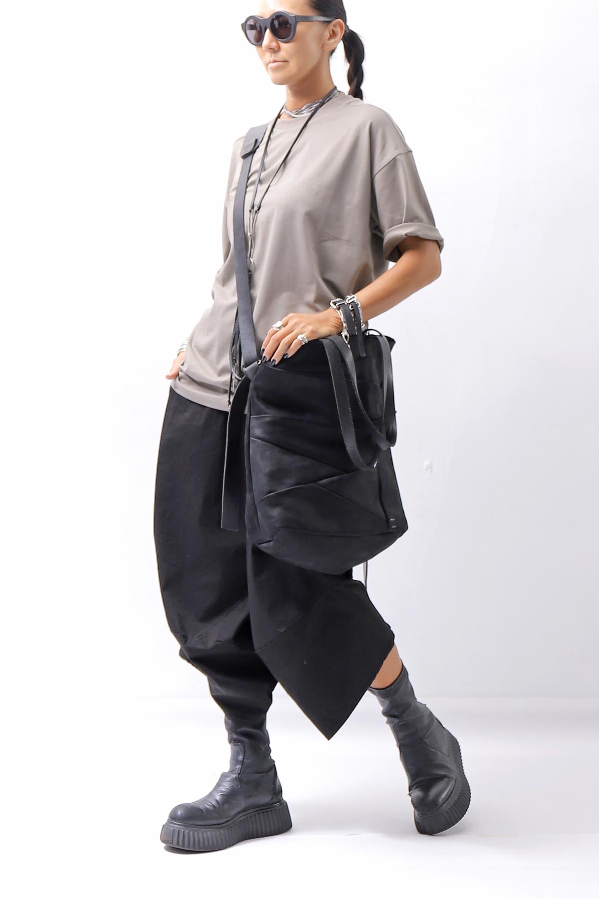 【DANIELE BASTA】 UNISEX 2WAY PATCHWORK SHOULDER BAG_BLACK