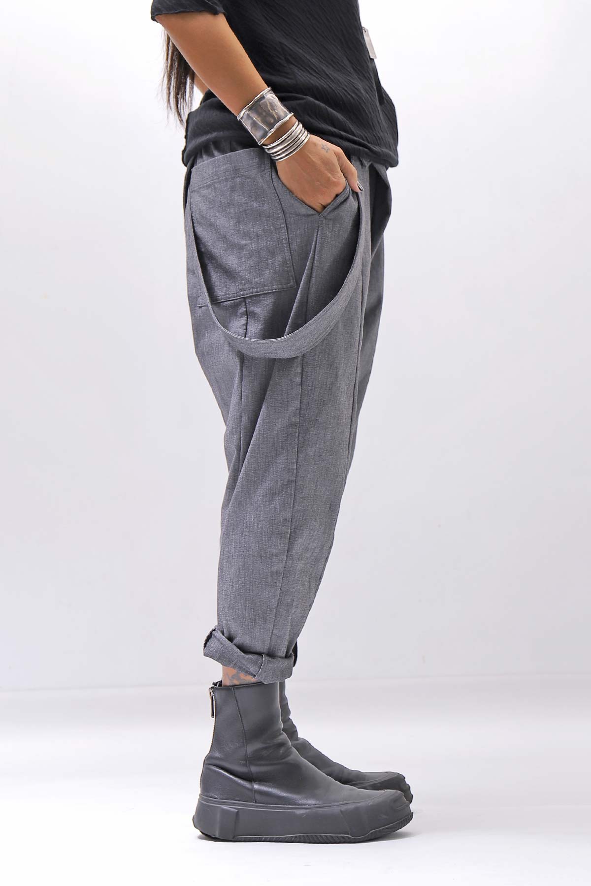 【bajra】 UNISEX FRONT FLAP STRETCH PANTS 161QP01_GREY