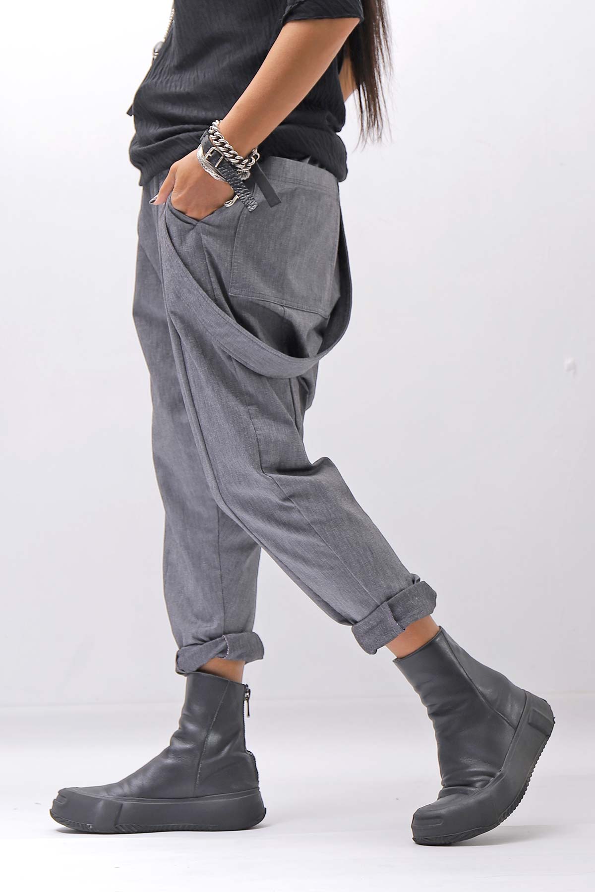 【bajra】 UNISEX FRONT FLAP STRETCH PANTS 161QP01_GREY