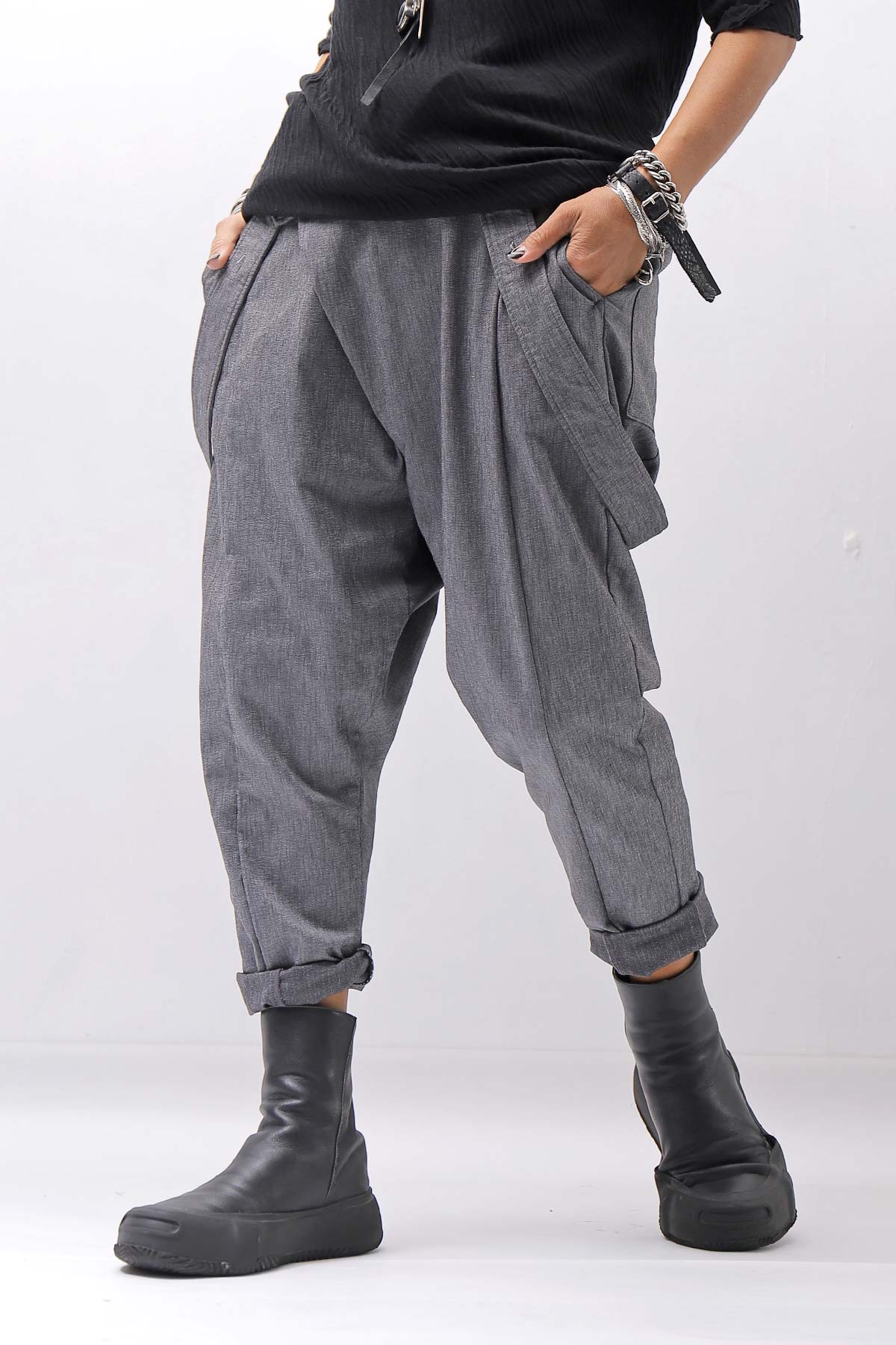 【bajra】 UNISEX FRONT FLAP STRETCH PANTS 161QP01_GREY