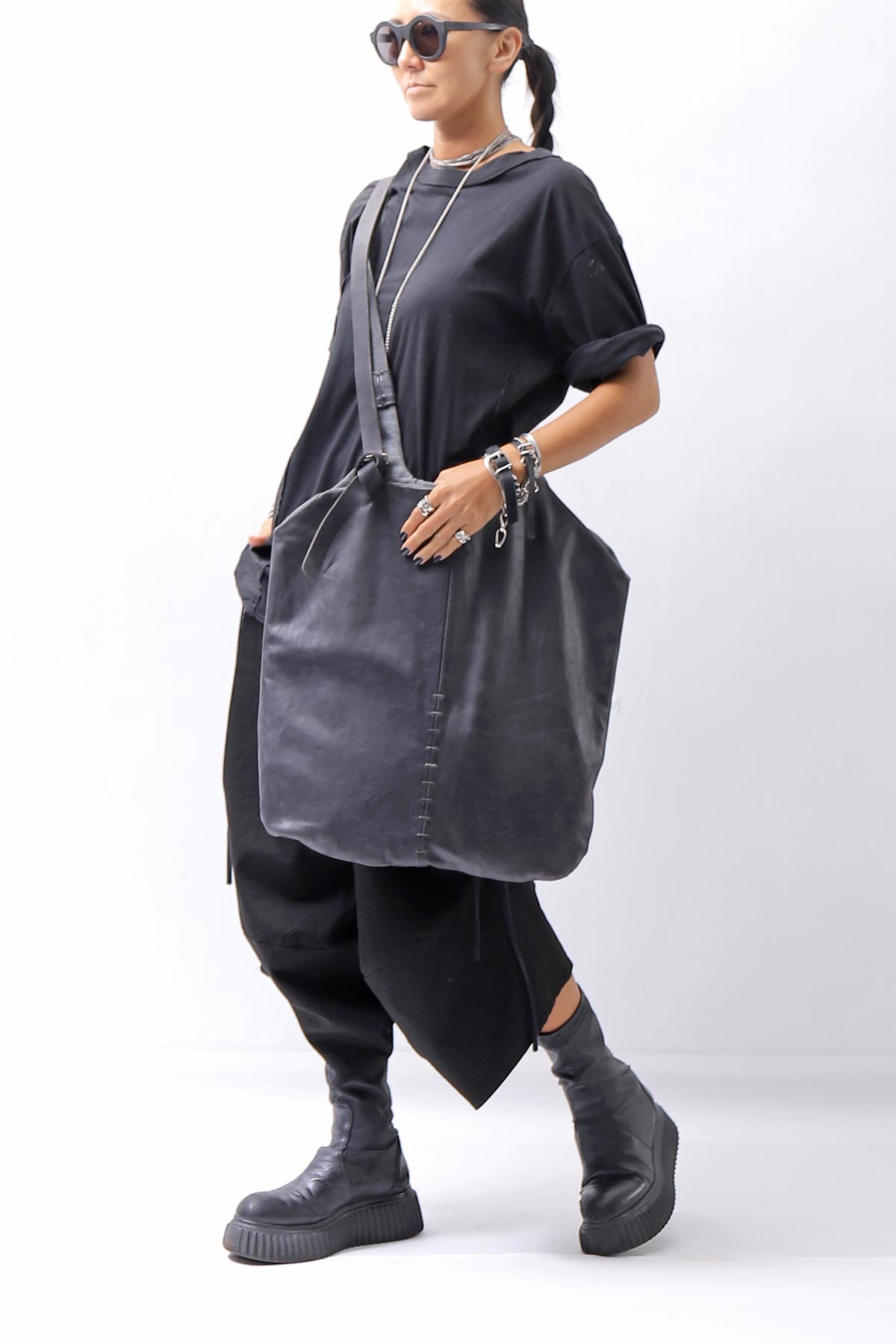 【DANIELE BASTA】 MULTIWAY REVERSIBLE LONG STRAP TOTE BAG_BLACK