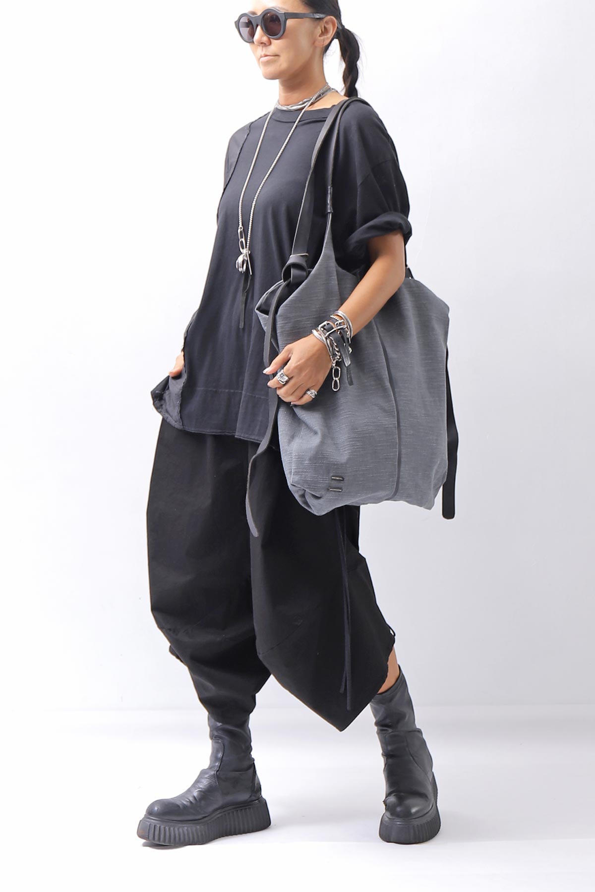 【DANIELE BASTA】 MULTIWAY REVERSIBLE LONG STRAP TOTE BAG_BLACK