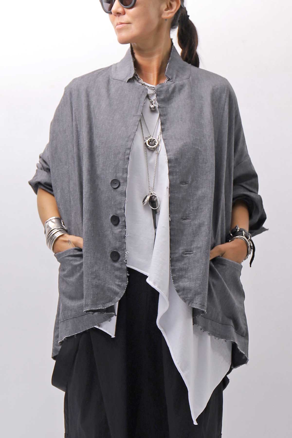 【bajra】 UNISEX STRETCH LIGHT SHIRT BLOUSON 161QB01LG/SH_GREY
