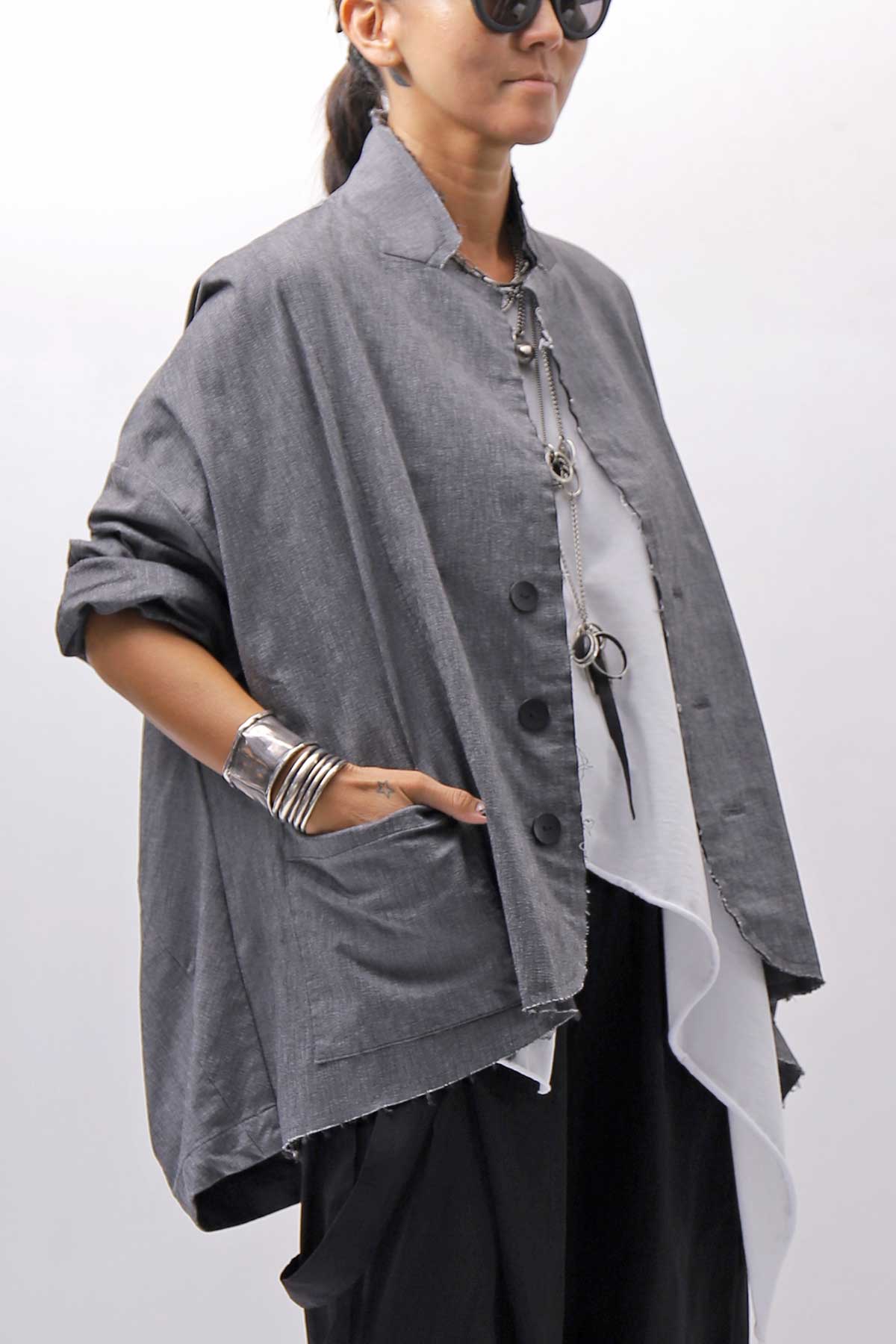 【bajra】 UNISEX STRETCH LIGHT SHIRT BLOUSON 161QB01LG/SH_GREY