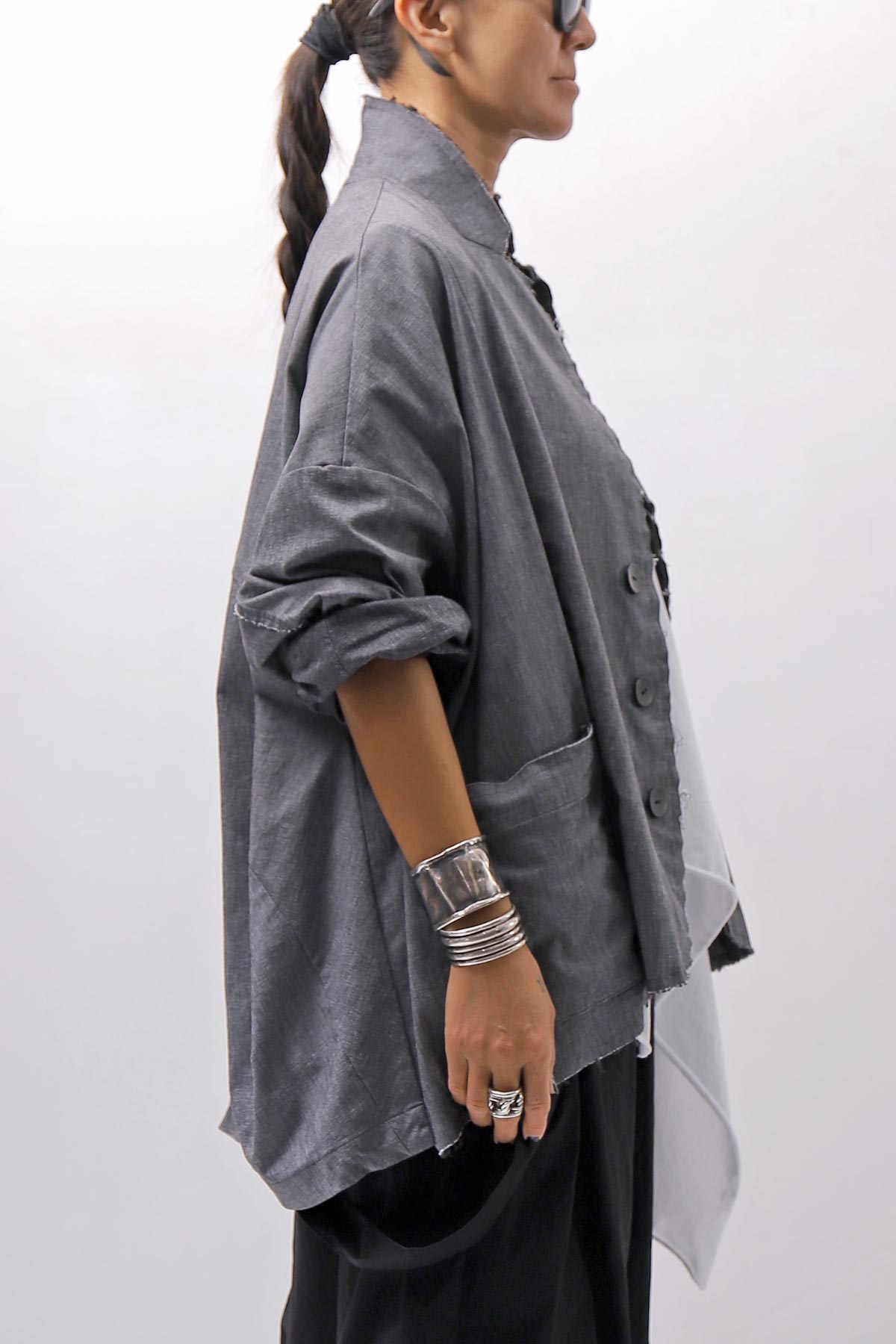 【bajra】 UNISEX STRETCH LIGHT SHIRT BLOUSON 161QB01LG/SH_GREY