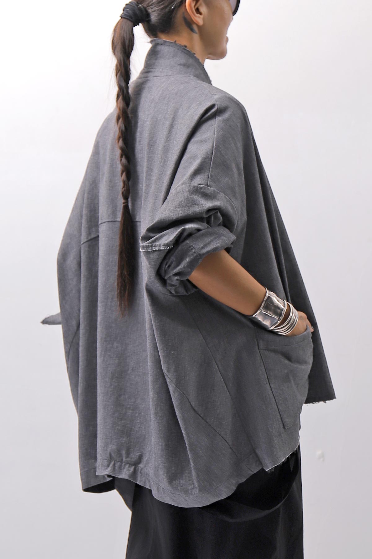 【bajra】 UNISEX STRETCH LIGHT SHIRT BLOUSON 161QB01LG/SH_GREY