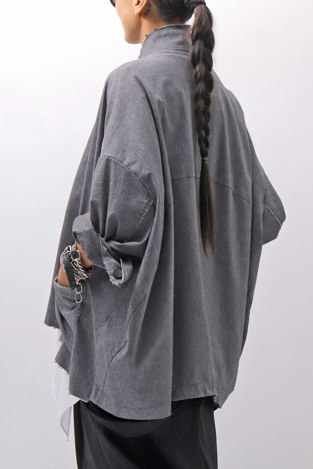【bajra】 UNISEX STRETCH LIGHT SHIRT BLOUSON 161QB01LG/SH_GREY