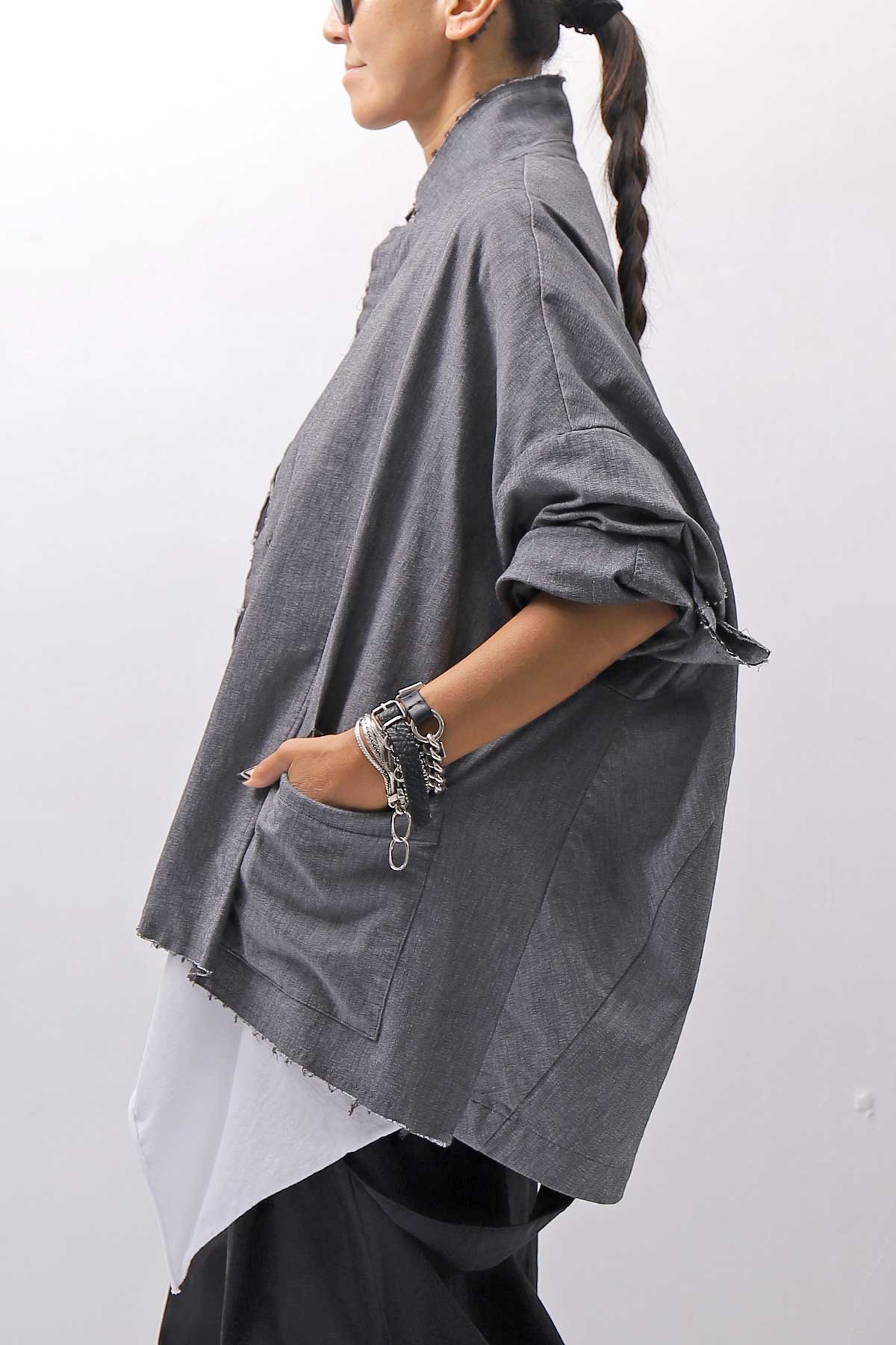 【bajra】 UNISEX STRETCH LIGHT SHIRT BLOUSON 161QB01LG/SH_GREY