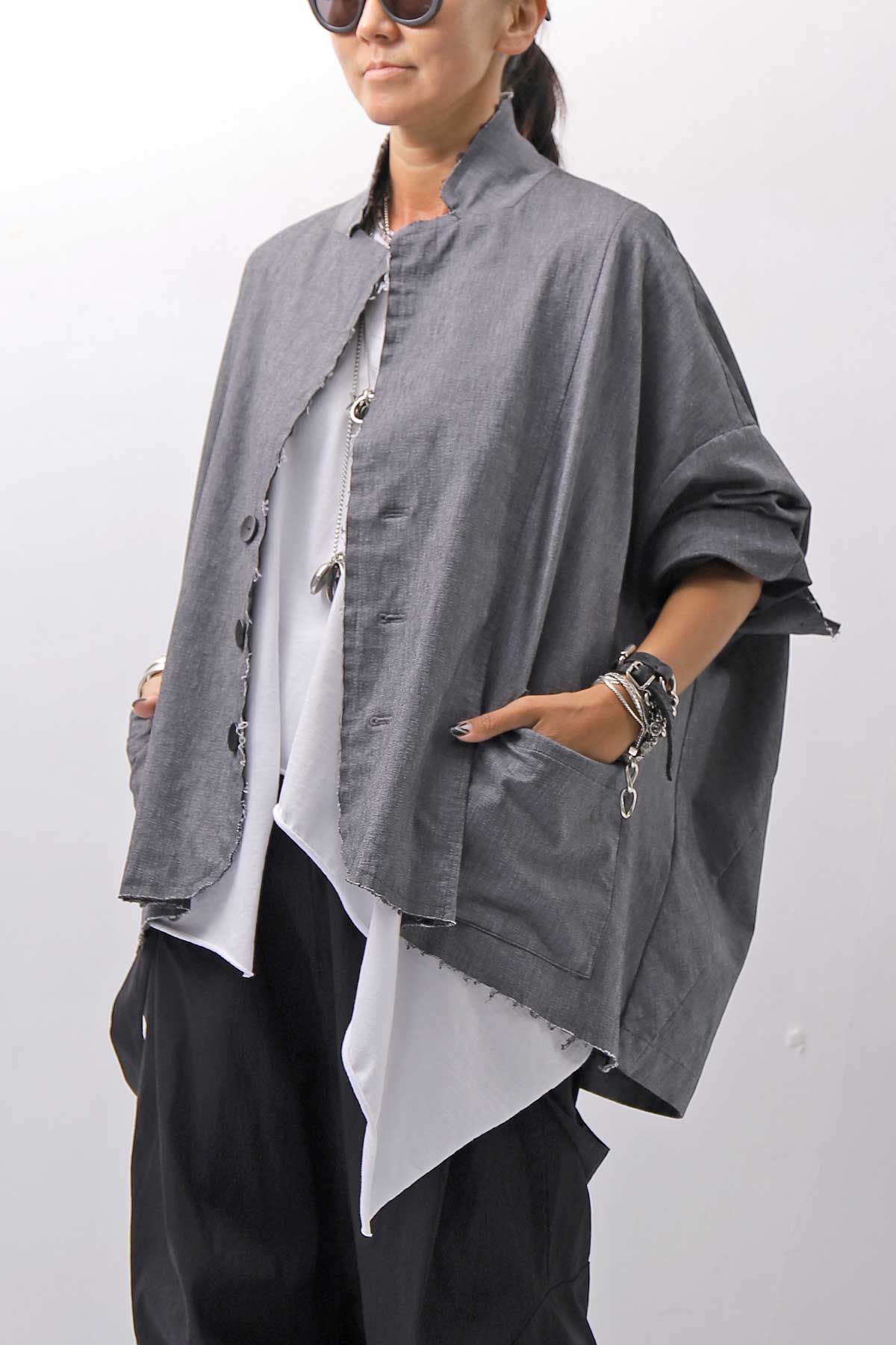 【bajra】 UNISEX STRETCH LIGHT SHIRT BLOUSON 161QB01LG/SH_GREY