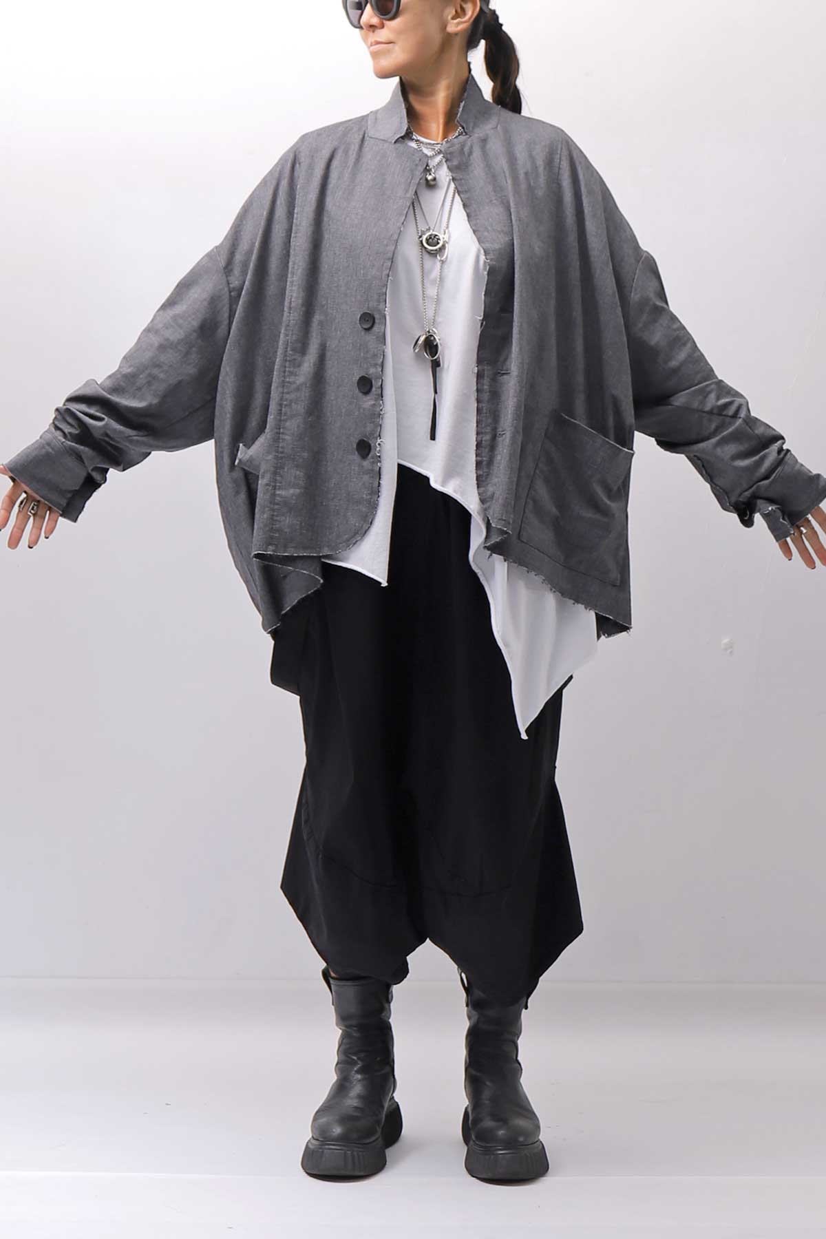 【bajra】 UNISEX STRETCH LIGHT SHIRT BLOUSON 161QB01LG/SH_GREY