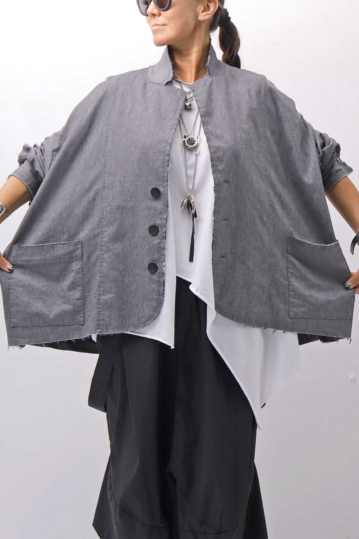 【bajra】 UNISEX STRETCH LIGHT SHIRT BLOUSON 161QB01LG/SH_GREY