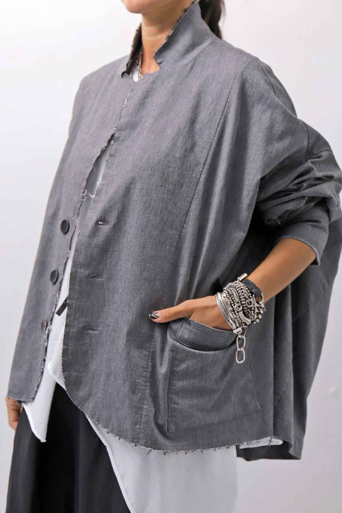 【bajra】 UNISEX STRETCH LIGHT SHIRT BLOUSON 161QB01LG/SH_GREY