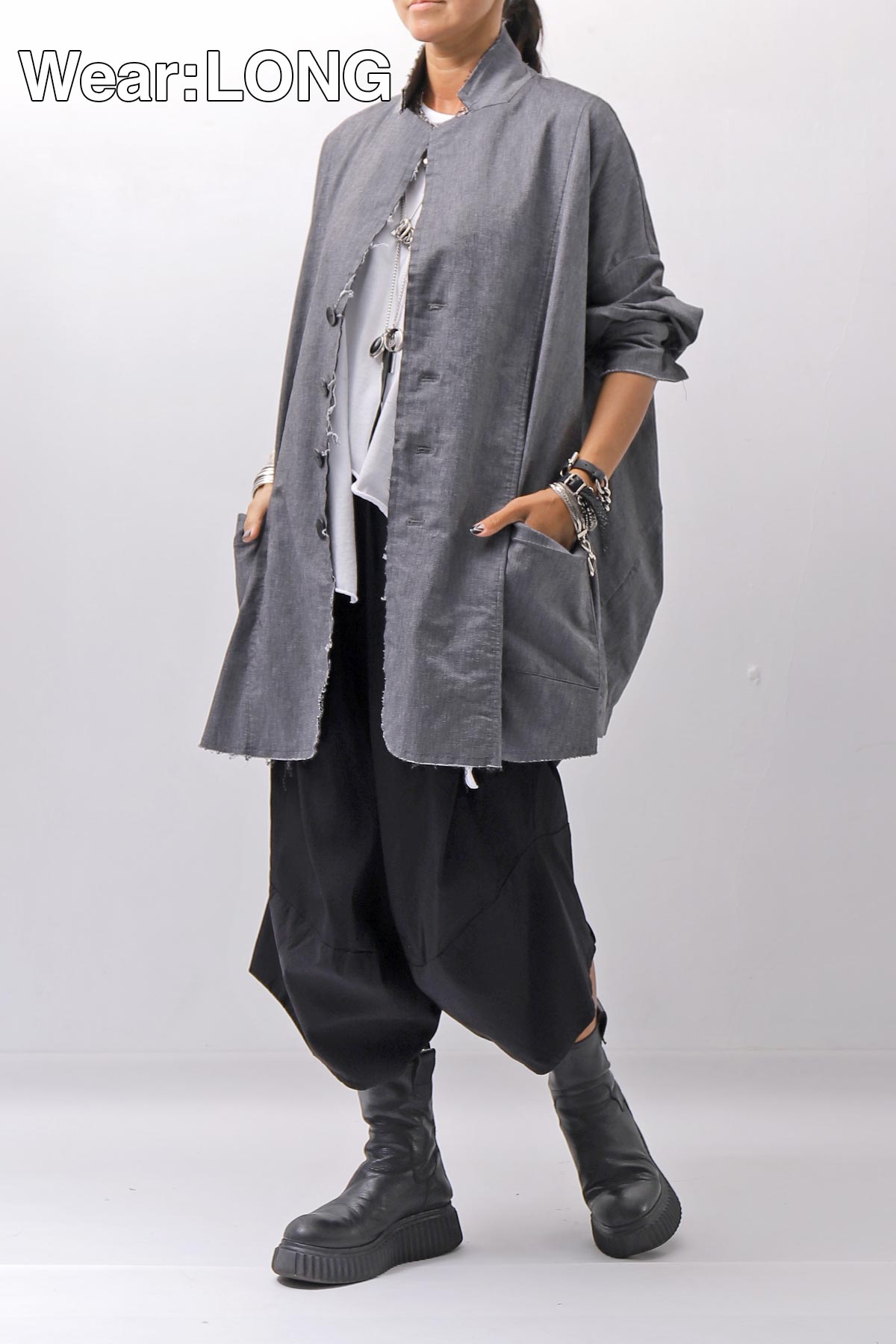 【bajra】 UNISEX STRETCH LIGHT SHIRT BLOUSON 161QB01LG/SH_GREY