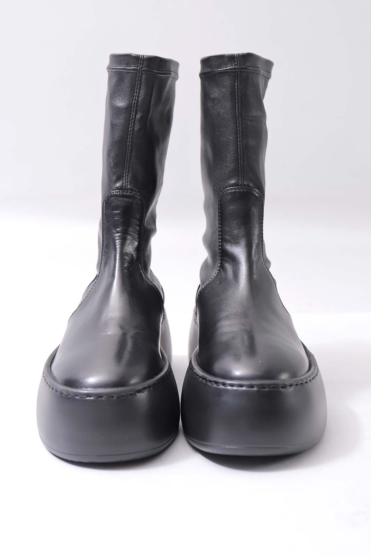 【AGL】 STRETCH LEATHER SNEAKER BOOTS VIBE STRETCH_BLACK