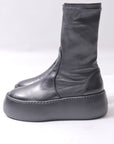 【AGL】 STRETCH LEATHER SNEAKER BOOTS VIBE STRETCH_BLACK