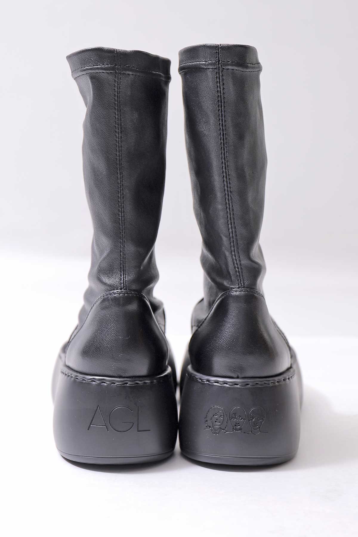【AGL】 STRETCH LEATHER SNEAKER BOOTS VIBE STRETCH_BLACK