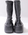 【AGL】 STRETCH LEATHER SNEAKER BOOTS VIBE STRETCH_BLACK