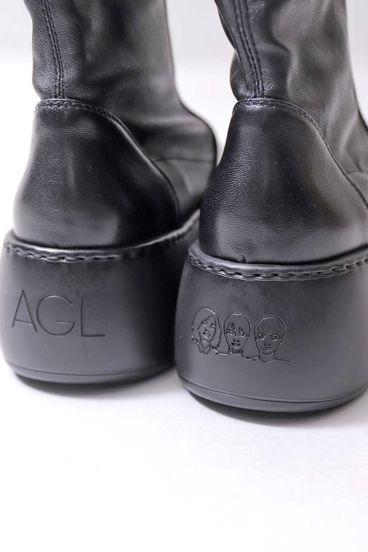 【AGL】 STRETCH LEATHER SNEAKER BOOTS VIBE STRETCH_BLACK