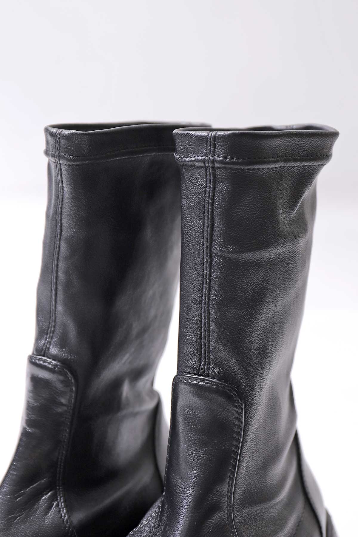 【AGL】 STRETCH LEATHER SNEAKER BOOTS VIBE STRETCH_BLACK