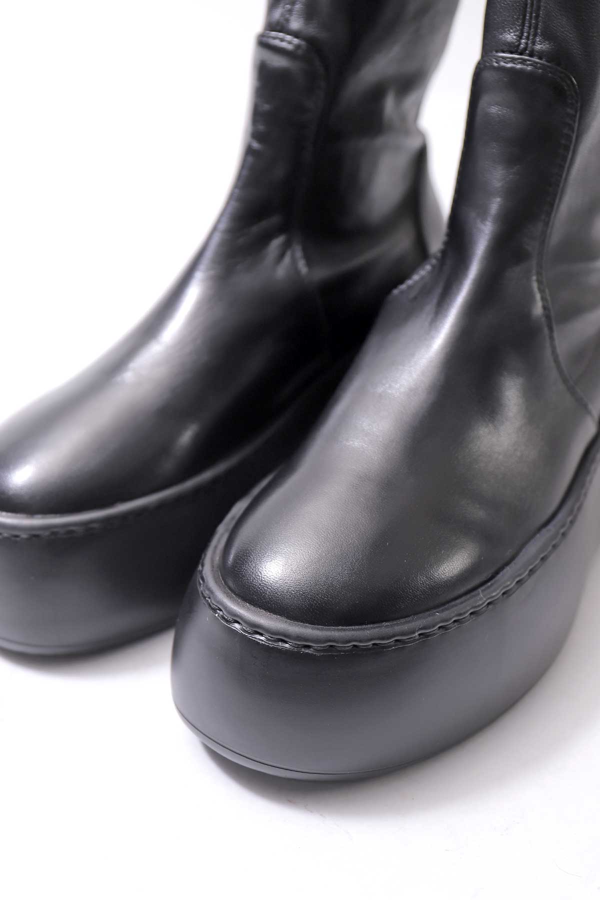 【AGL】 STRETCH LEATHER SNEAKER BOOTS VIBE STRETCH_BLACK