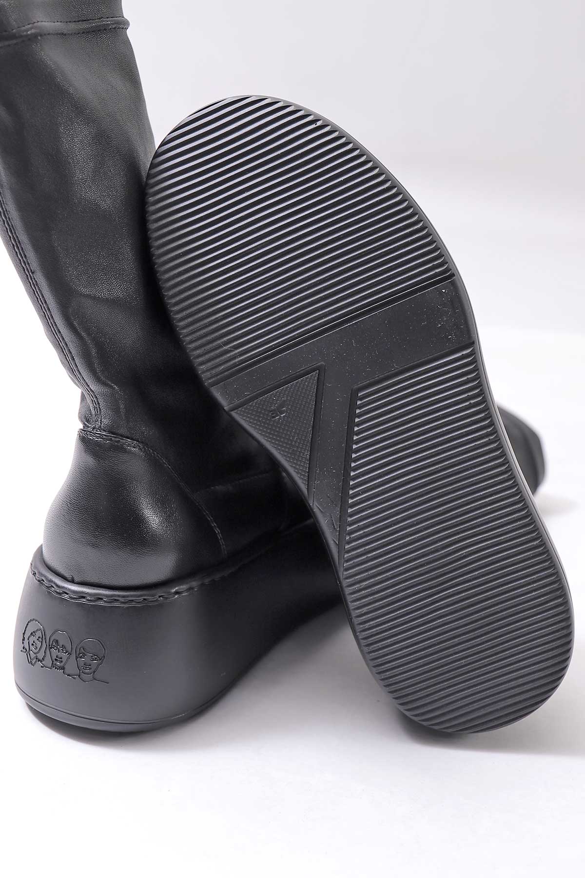 【AGL】 STRETCH LEATHER SNEAKER BOOTS VIBE STRETCH_BLACK