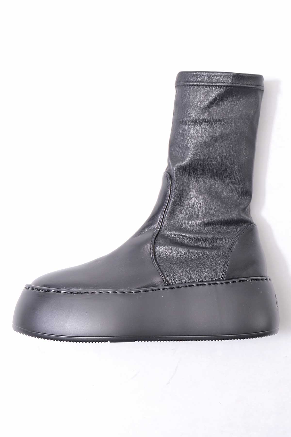 【AGL】 STRETCH LEATHER SNEAKER BOOTS VIBE STRETCH_BLACK
