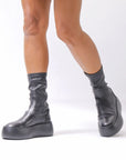 【AGL】 STRETCH LEATHER SNEAKER BOOTS VIBE STRETCH_BLACK