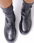 【AGL】 STRETCH LEATHER SNEAKER BOOTS VIBE STRETCH_BLACK