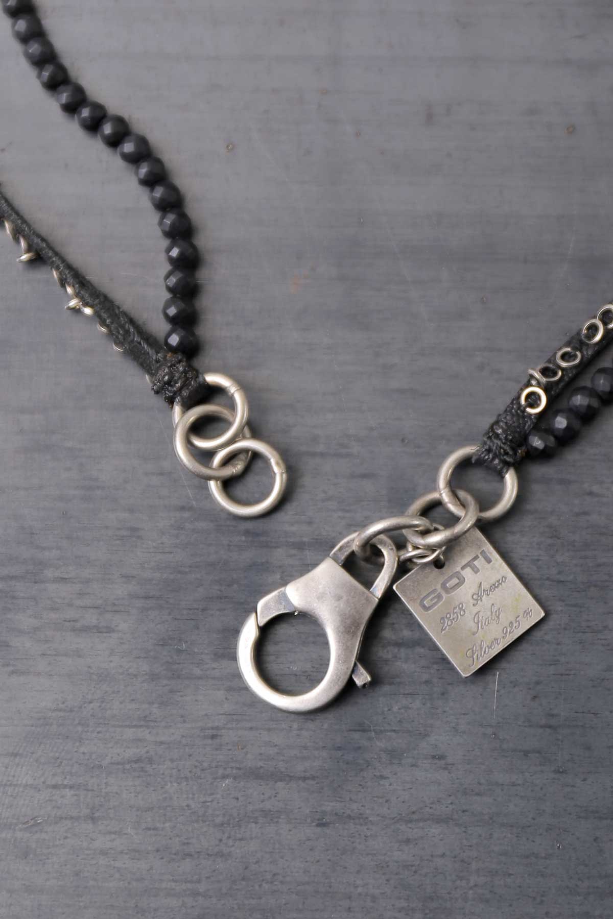 【GOTI】 BLACK AGATE &amp; MICRO SILVER SEQUIN NECKLACE_CN1181