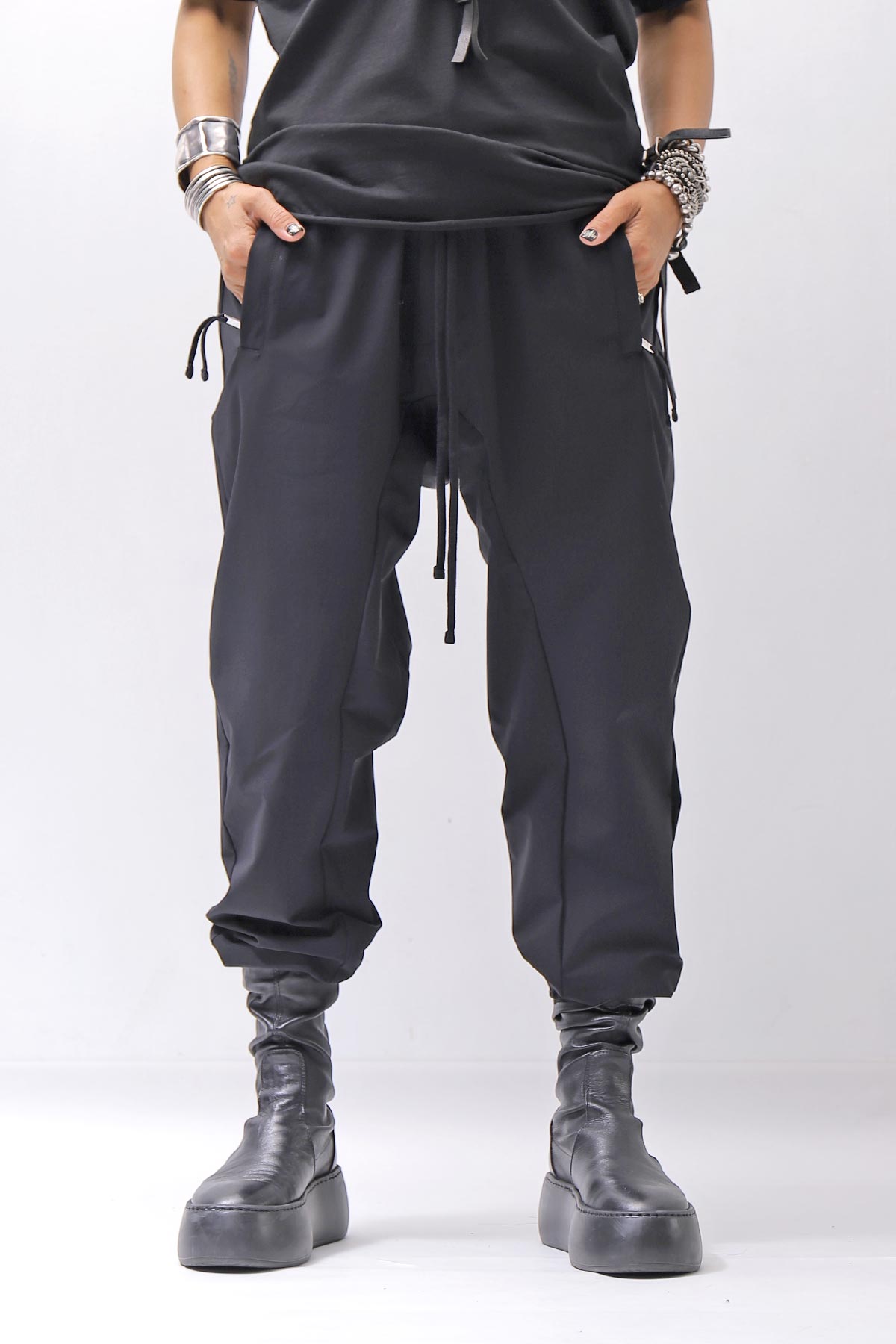 【thom/krom】 UNISEX LIGHT NYLON STRETCH PANTS MP56_BLACK