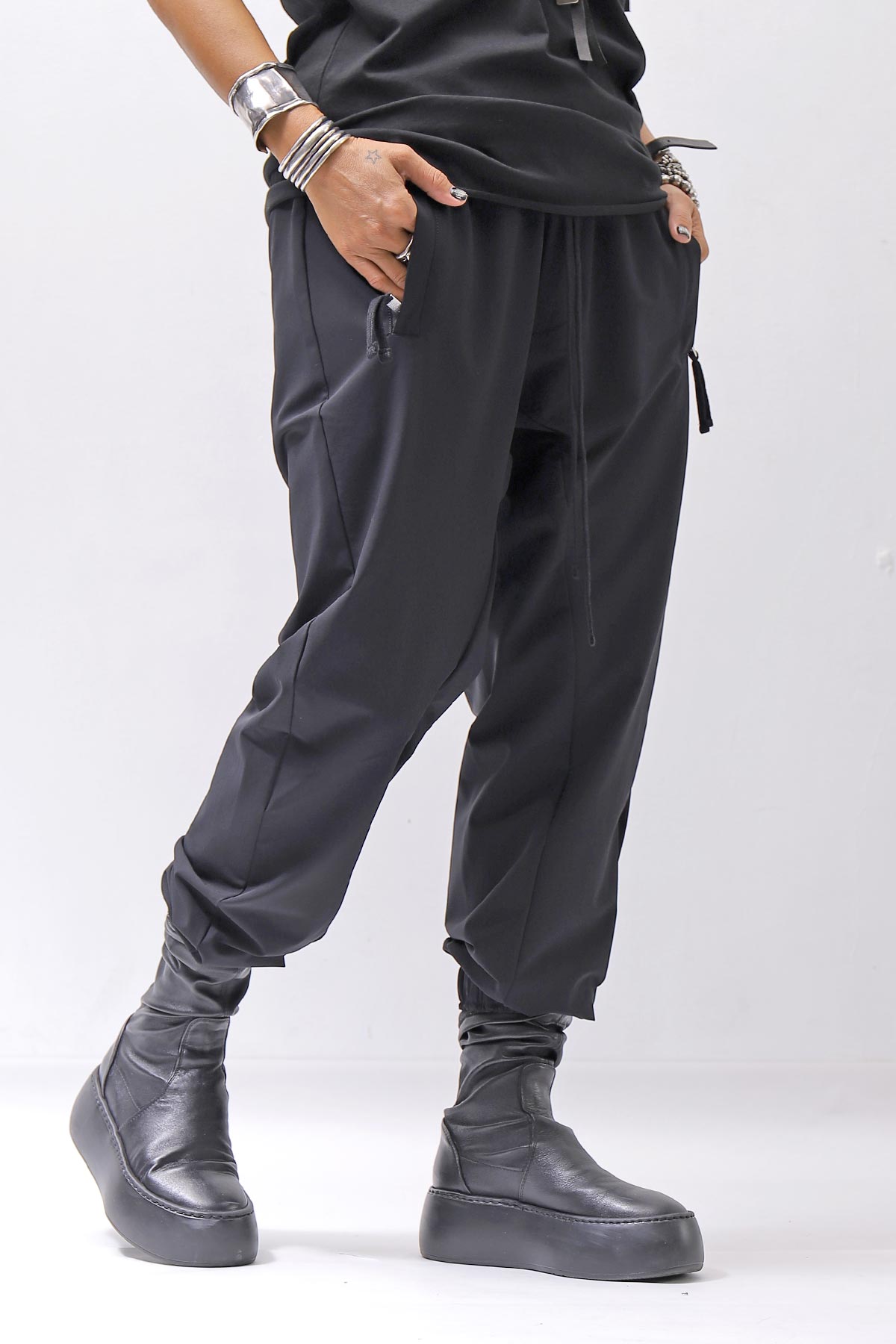 【thom/krom】 UNISEX LIGHT NYLON STRETCH PANTS MP56_BLACK