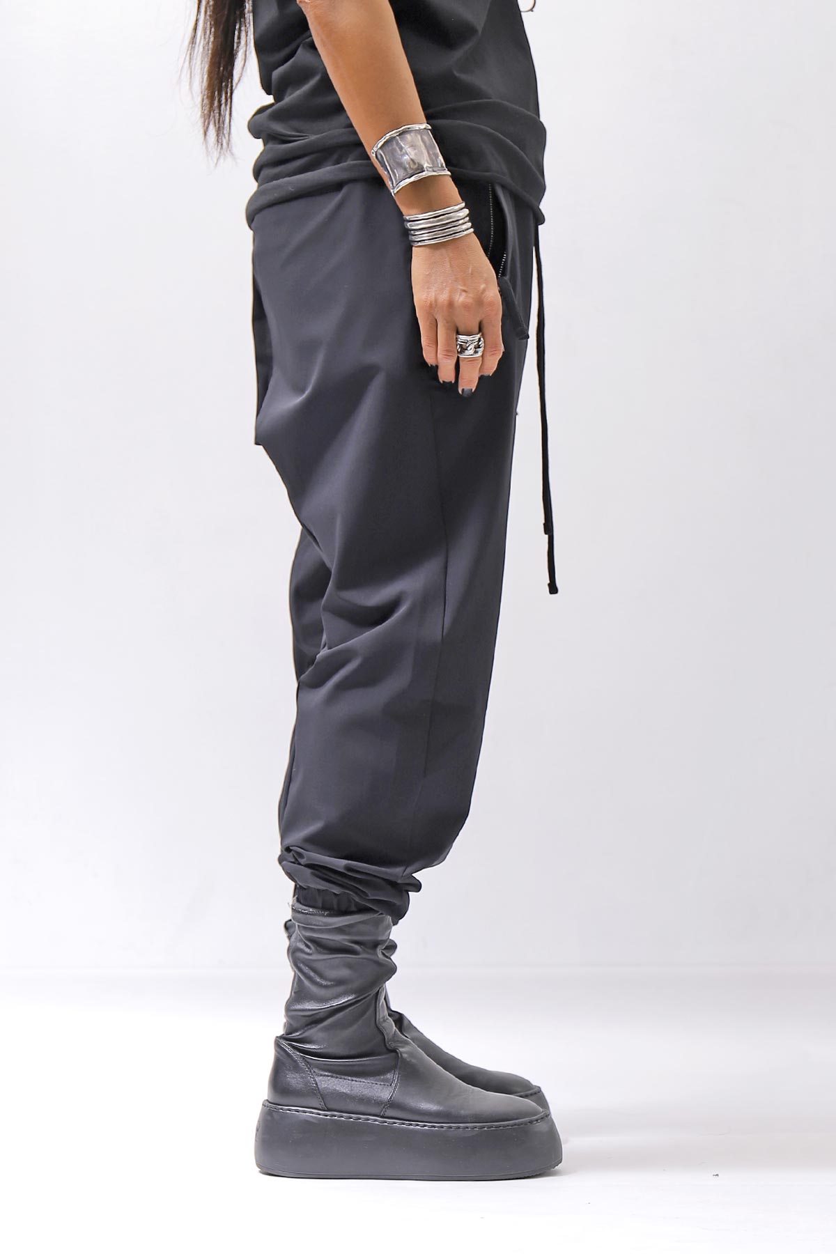 【thom/krom】 UNISEX LIGHT NYLON STRETCH PANTS MP56_BLACK