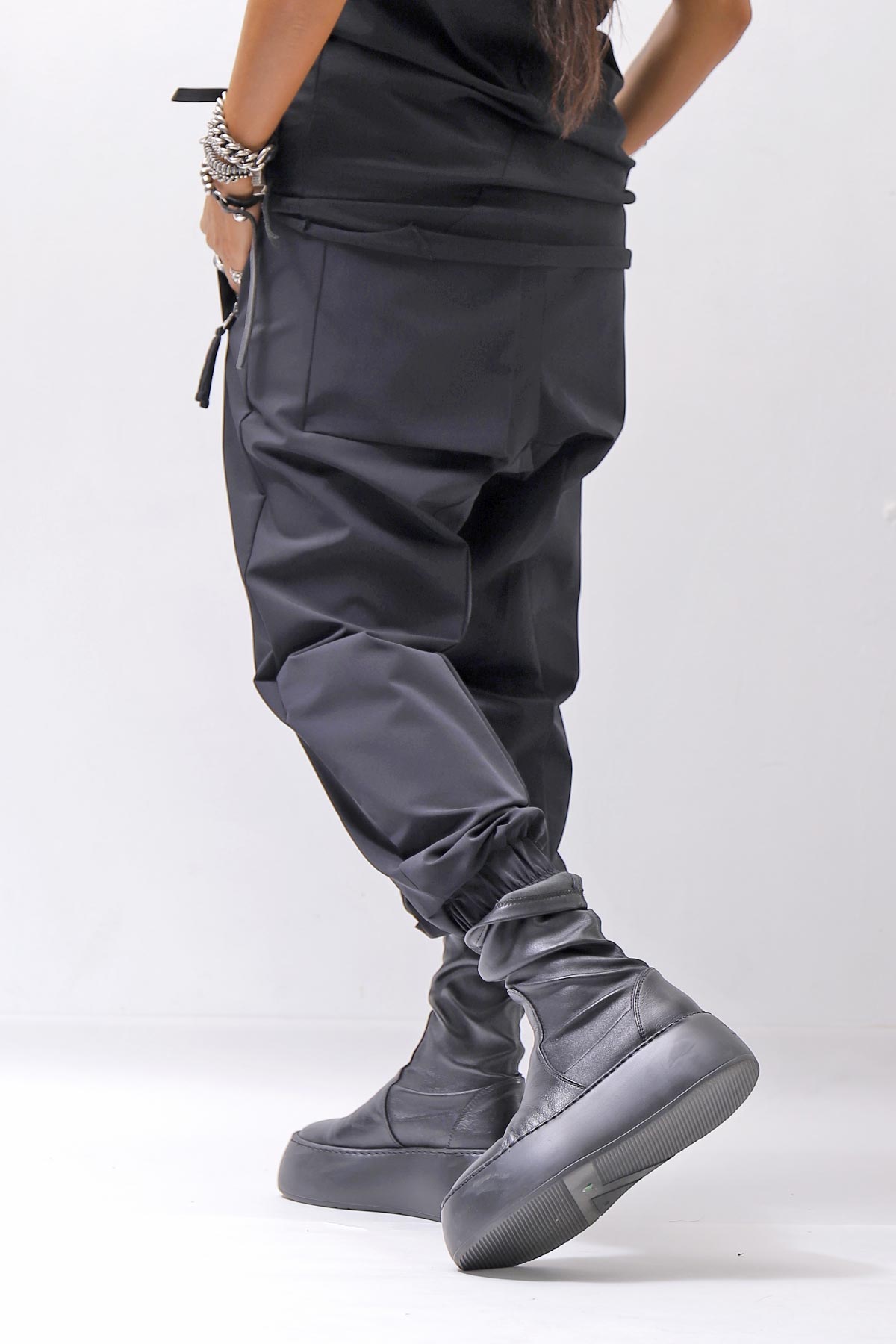 【thom/krom】 UNISEX LIGHT NYLON STRETCH PANTS MP56_BLACK