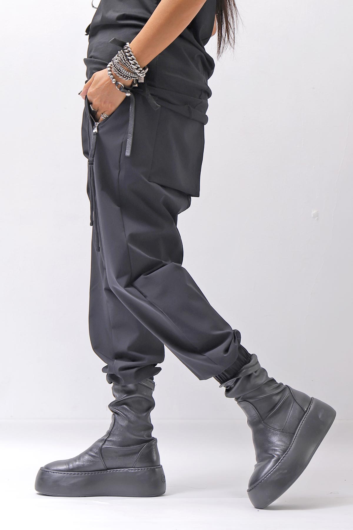 【thom/krom】 UNISEX LIGHT NYLON STRETCH PANTS MP56_BLACK