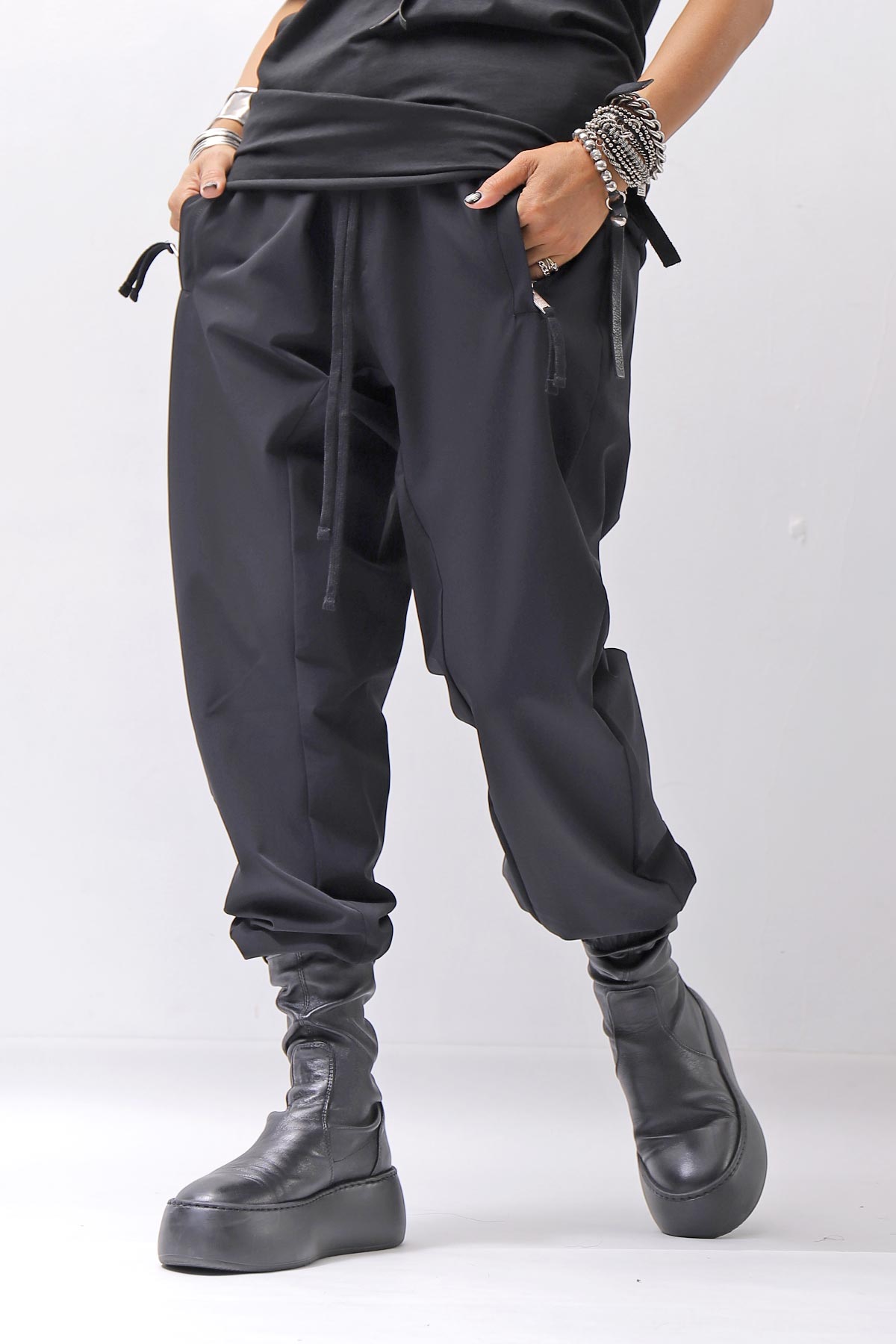 【thom/krom】 UNISEX LIGHT NYLON STRETCH PANTS MP56_BLACK