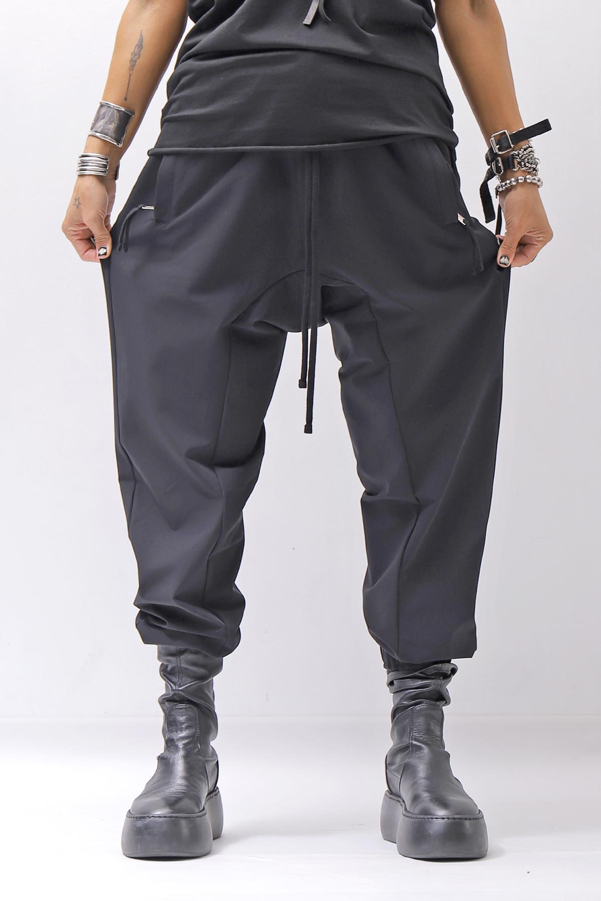 【thom/krom】 UNISEX LIGHT NYLON STRETCH PANTS MP56_BLACK