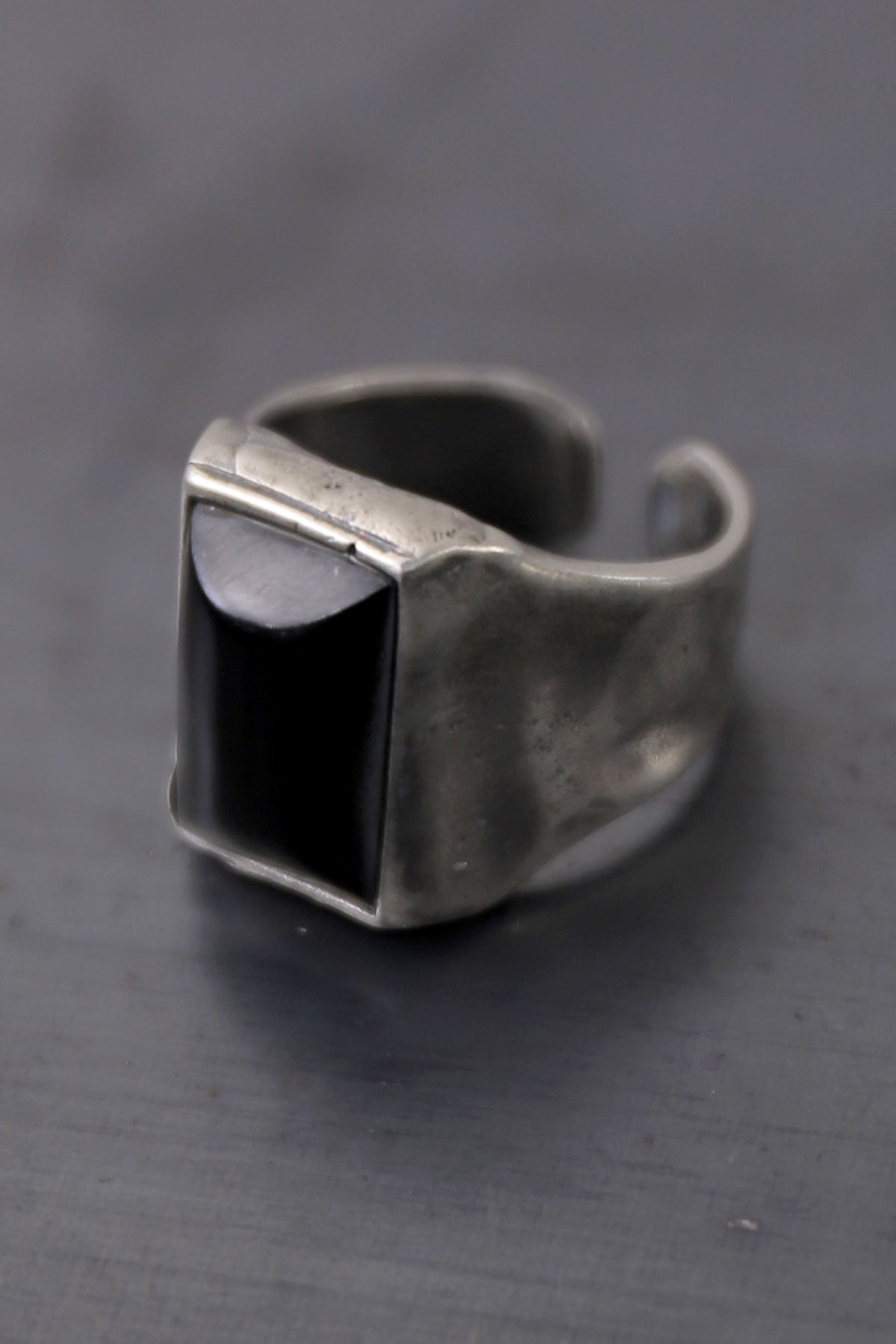 【GOTI】 SQUARE ONYX SILVER RING_AN1015