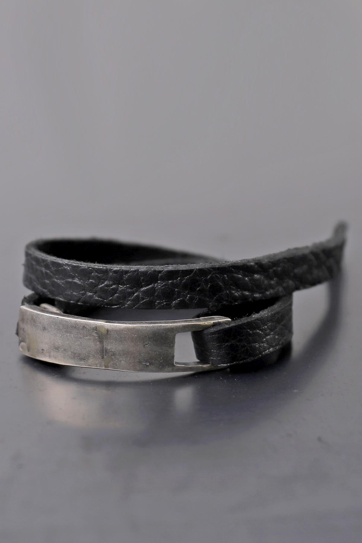 【GOTI】 SILVER PLATE &amp; LEATHER BANGLE_BR503