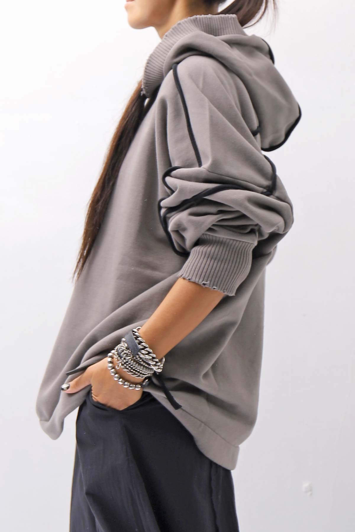 【thom/krom】 UNISEX COTTON SWEAT HOODIE MS192_CONCRETE GREY