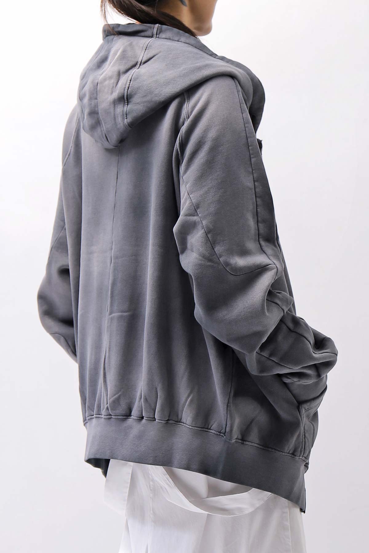 【thom/krom】 UNISEX SWEAT ZIPPED HOODIE MSJ711_GREY STONE WASH SPRAY