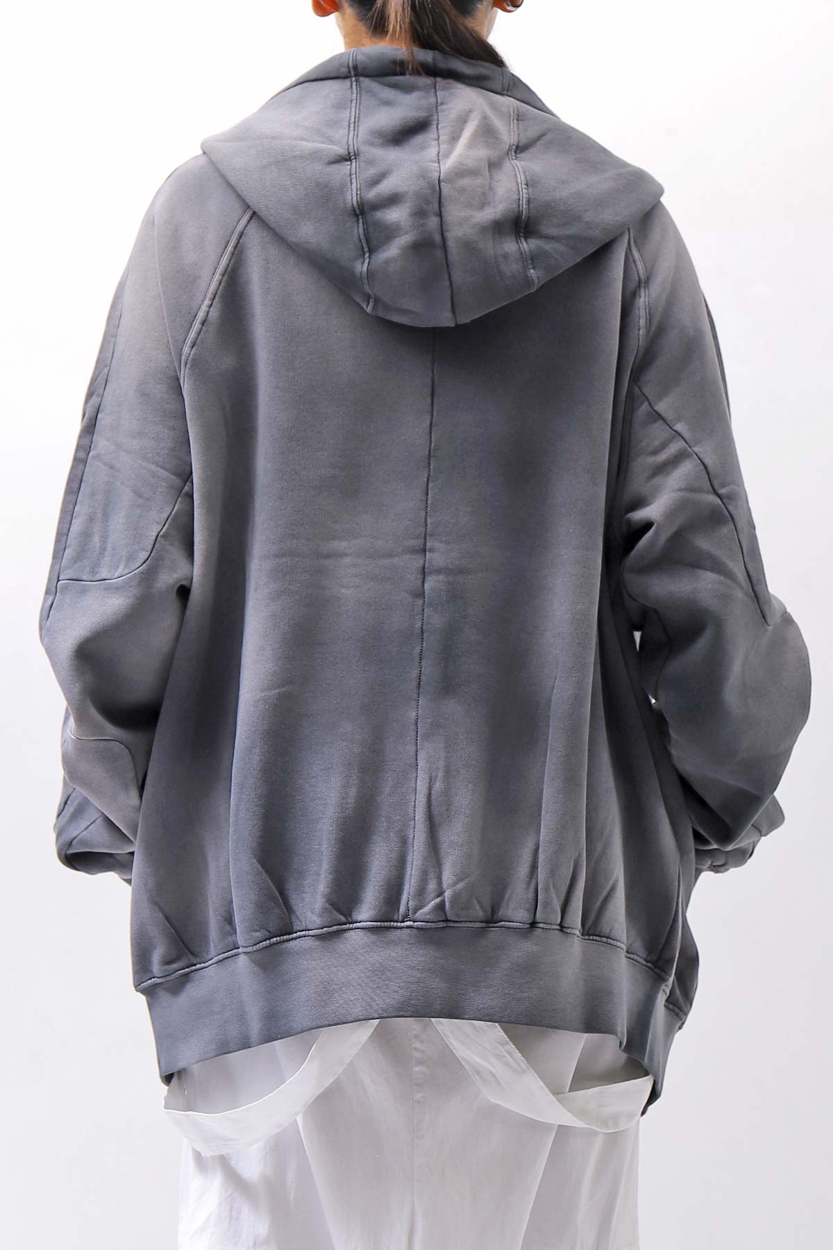 【thom/krom】 UNISEX SWEAT ZIPPED HOODIE MSJ711_GREY STONE WASH SPRAY