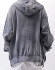 【thom/krom】 UNISEX SWEAT ZIPPED HOODIE MSJ711_GREY STONE WASH SPRAY